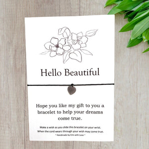 Hello Beautiful Wish Bracelet Message Card & Envelope
