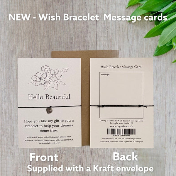 Hello Beautiful Wish Bracelet Message Card & Envelope