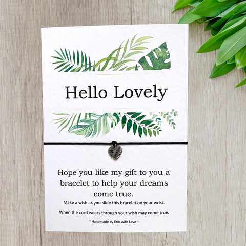 Hello Lovely Tropical Range Wish Bracelet Message Card & Envelope