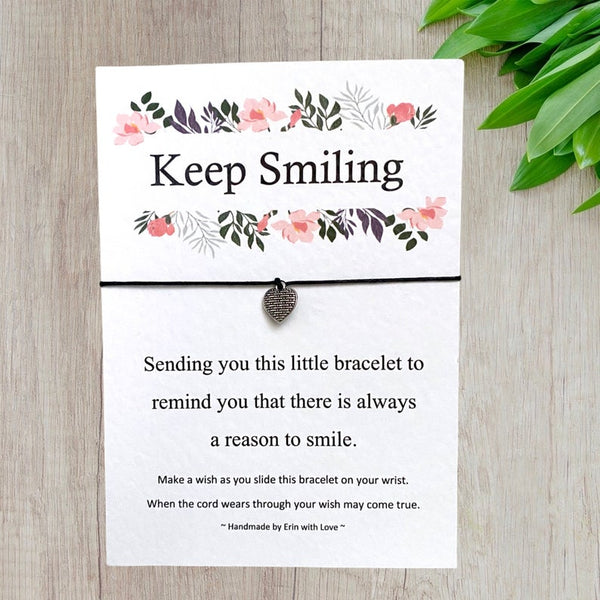 Keep Smiling Wish Bracelet Message Card & Envelope