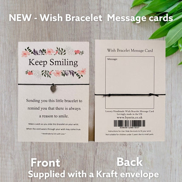 Keep Smiling Wish Bracelet Message Card & Envelope