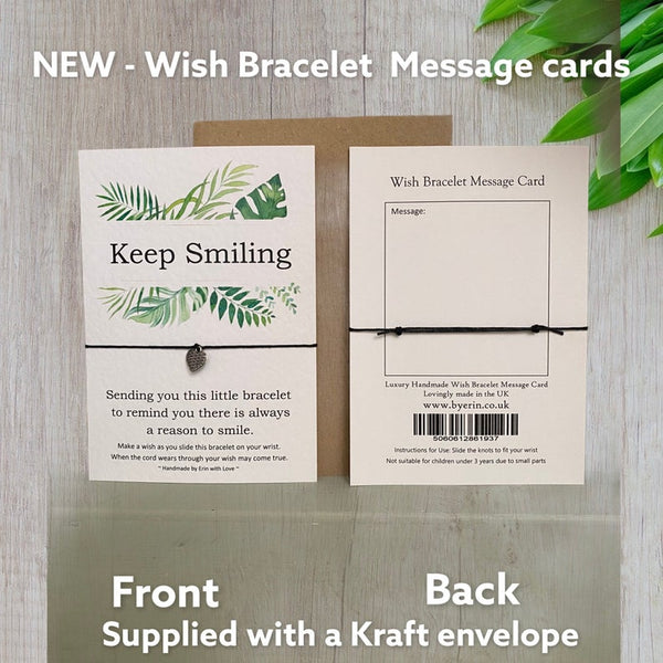 Keep Smiling Tropical Range Wish Bracelet Message Card & Envelope