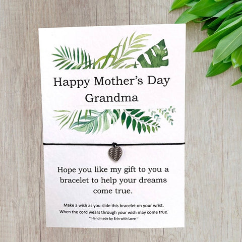 Happy Mother's Day Grandma Tropical Range Wish Bracelet Message Card & Envelope