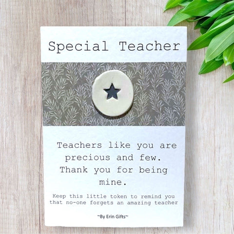 Special Teacher  Ceramic Wish Token and Card