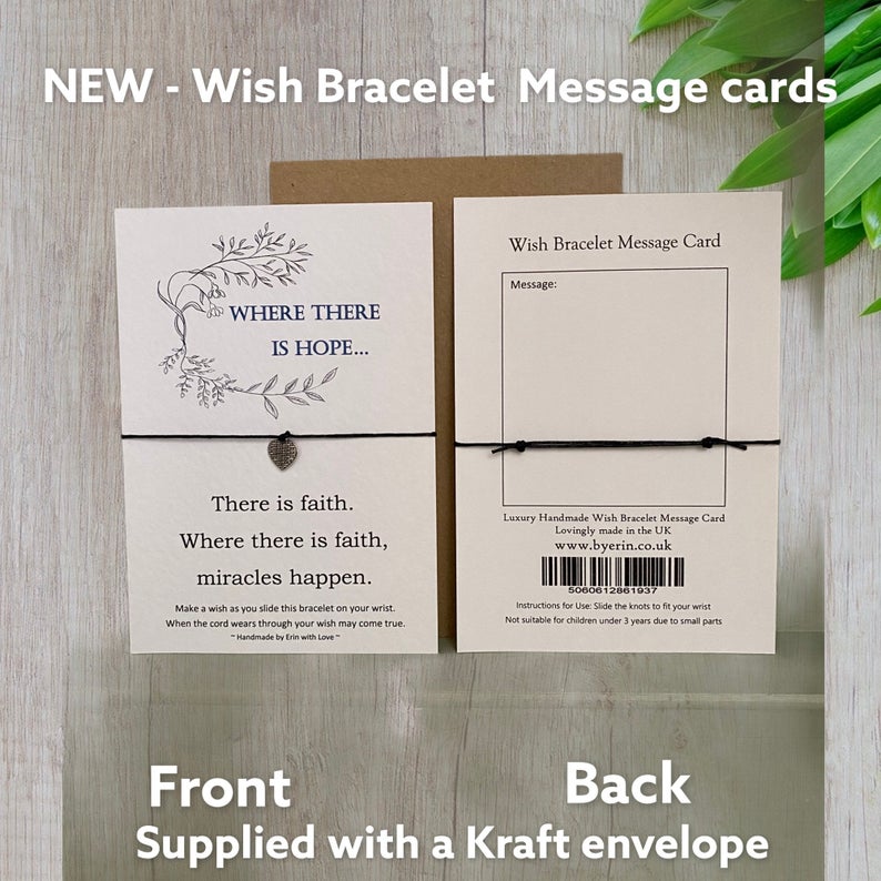 Where there is Hope Wish Bracelet Message Card & Envelope