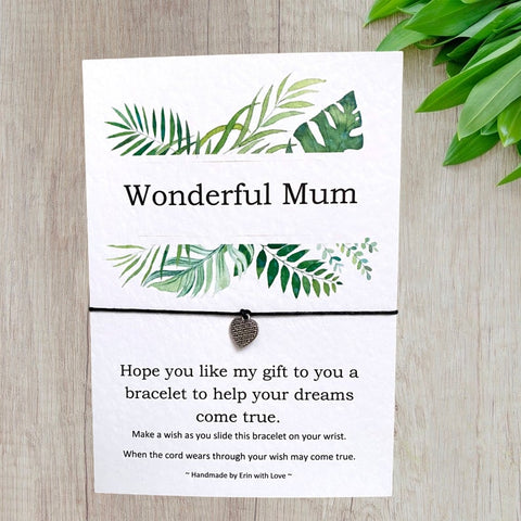 Wonderful Mum Tropical Range Wish Bracelet Message Card & Envelope