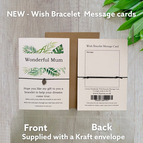 Wonderful Mum Tropical Range Wish Bracelet Message Card & Envelope