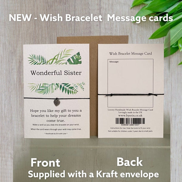 Wonderful Sister Tropical Range Wish Bracelet Message Card & Envelope